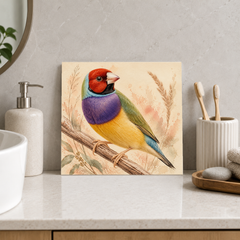 Jewel of the Grasses ceramic decorative tile in Warm Country, shown in a room mockup