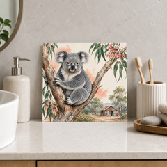 Koala by the Shed ceramic decorative tile in Pop Color, shown in a room mockup