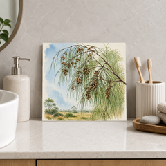 She-oak ceramic decorative tile in Pop Color, shown in a room mockup