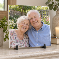 tile grandparents square — illustrative custom printed ceramic tile with display stand