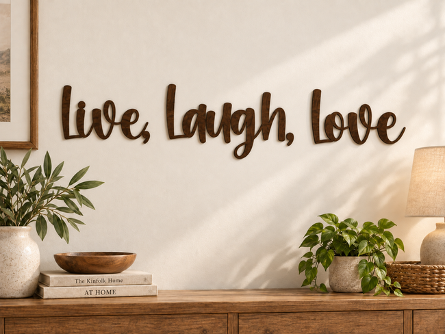 Live, Laugh, Love — separate words on one line