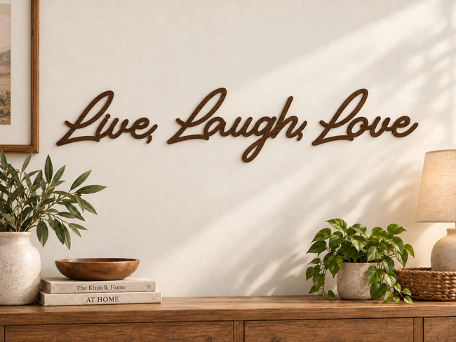 Live, Laugh, Love — separate words on one line