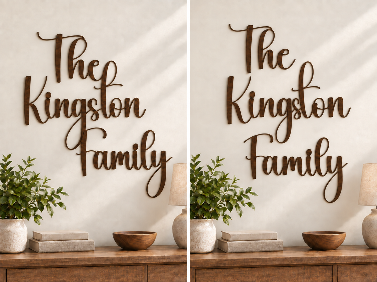 Bubble comparison: The Kingston Family joined on the left and separate words on the right.