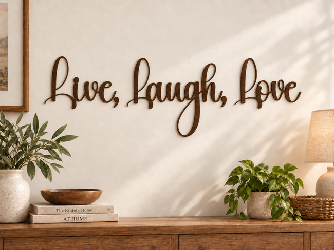 Live, Laugh, Love — separate words on one line