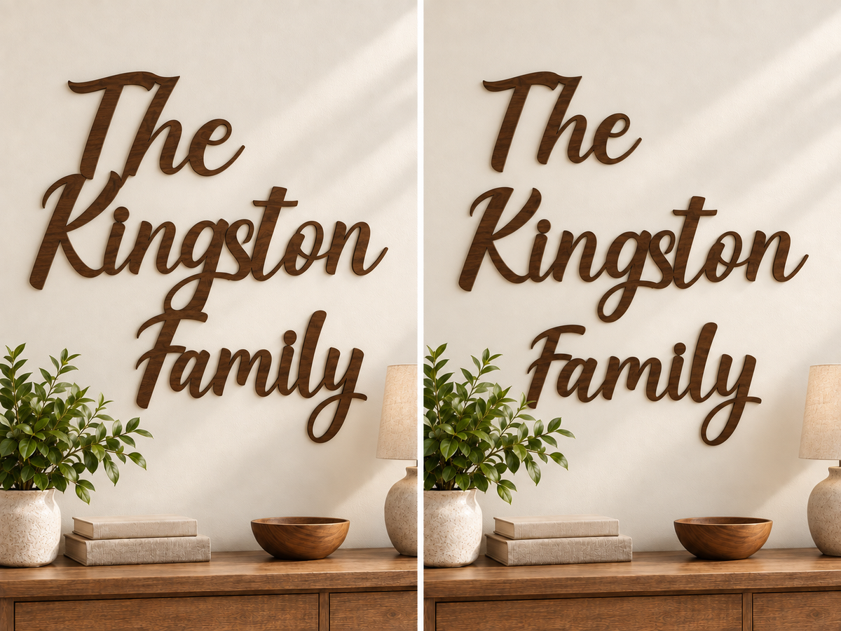 Eaglese Pro comparison: The Kingston Family joined on the left and separate words on the right.