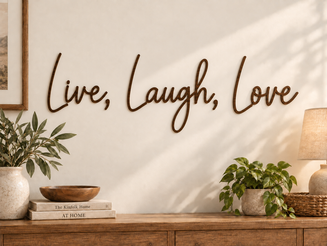 Live, Laugh, Love — separate words on one line