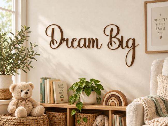 Dream Big — two separate words in Highbright