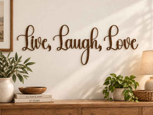 Live, Laugh, Love — separate words on one line