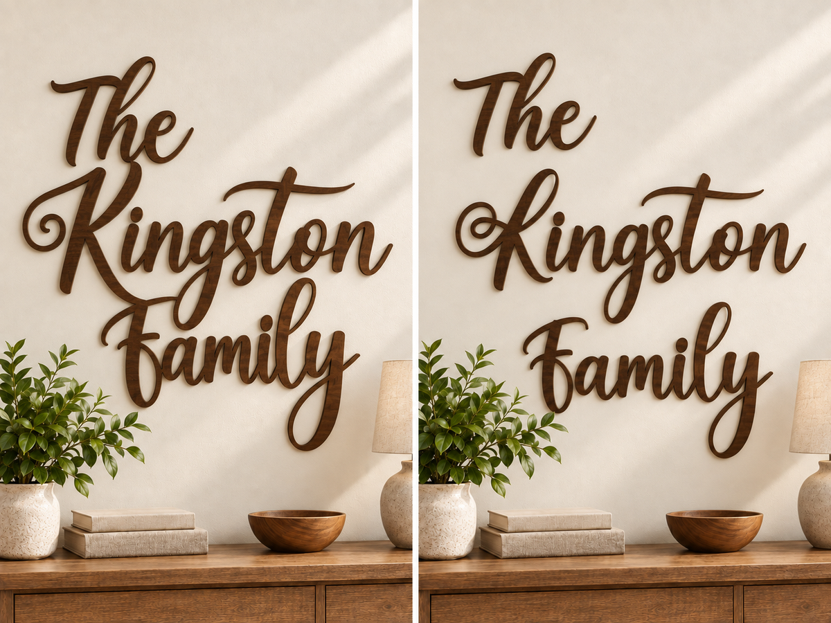Thunder comparison: The Kingston Family joined on the left and separate words on the right.