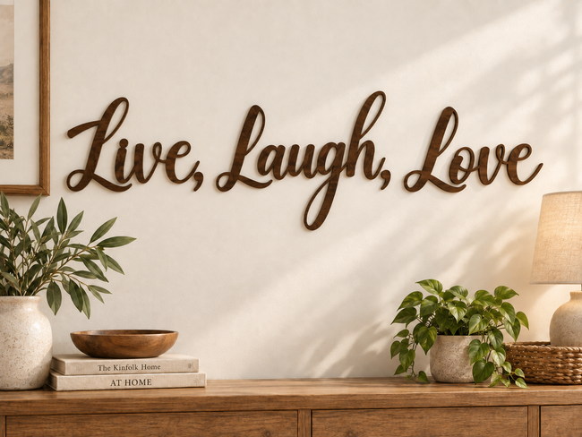 Live, Laugh, Love — separate words on one line