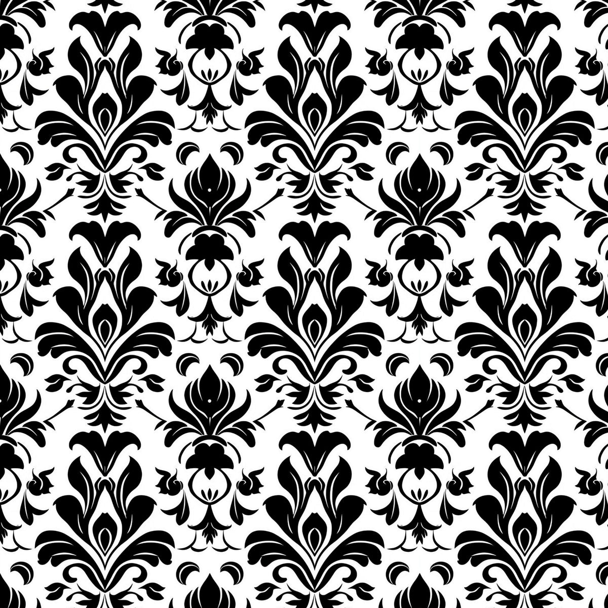 Classic Black and White Damask artwork at the supplied scale for a nominal 60 x 60 cm reference panel.