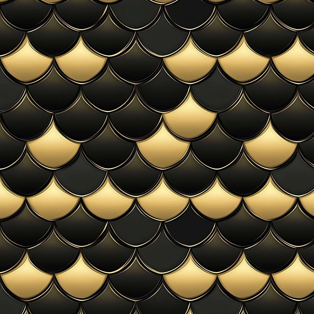 Black and Gold Scallops artwork at the supplied scale for a nominal 60 x 60 cm reference panel.