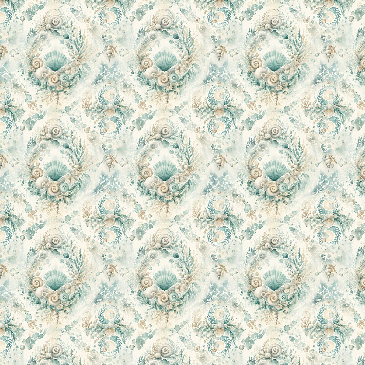 Coastal Shell Bouquet artwork at the supplied scale for a nominal 60 x 60 cm reference panel.