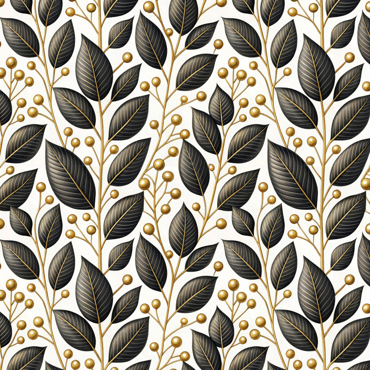 Black Leaves and Golden Berries artwork at the supplied scale for a nominal 60 x 60 cm reference panel.