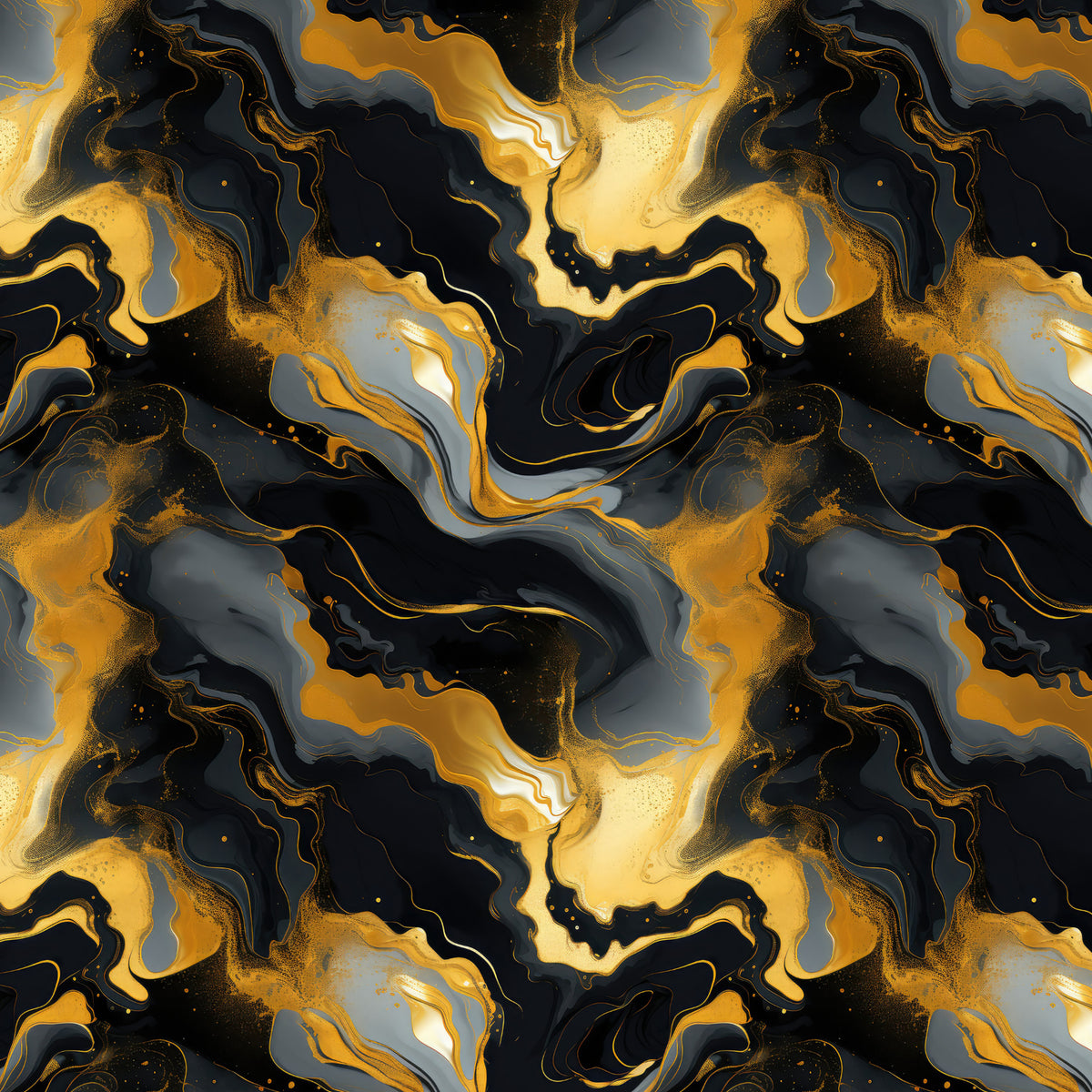 Charcoal Gold Fluid Marble artwork at the supplied scale for a nominal 60 x 60 cm reference panel.