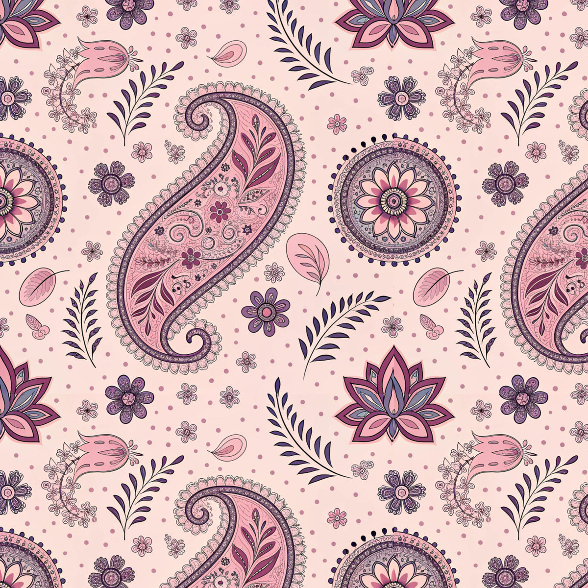 Blush Pink Plum Paisley artwork at the supplied scale for a nominal 60 x 60 cm reference panel.