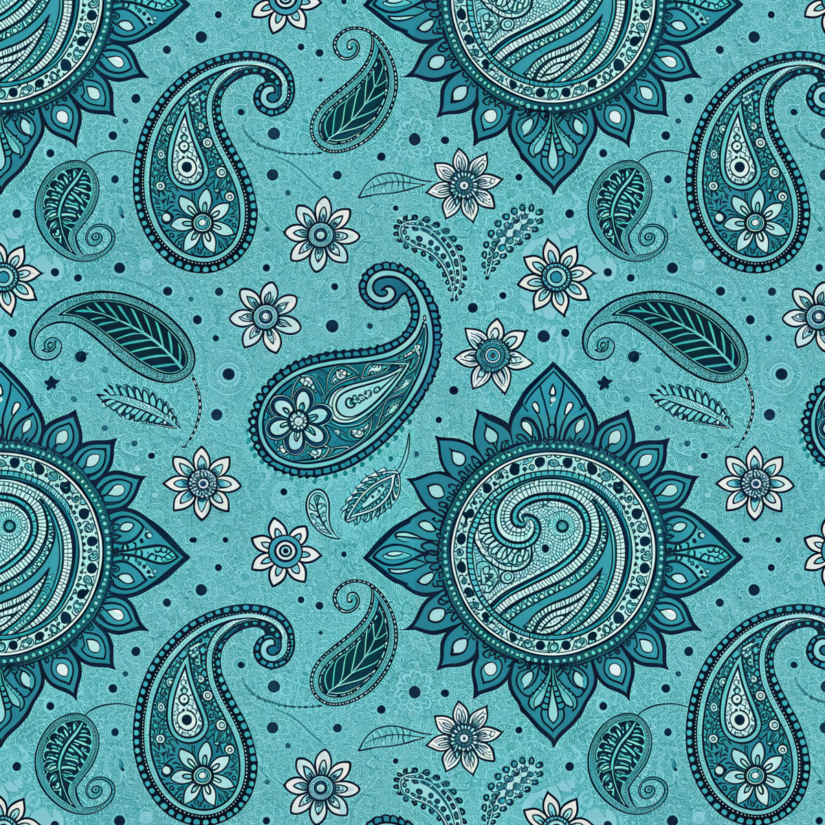 Deep Teal Bandana Paisley artwork at the supplied scale for a nominal 60 x 60 cm reference panel.