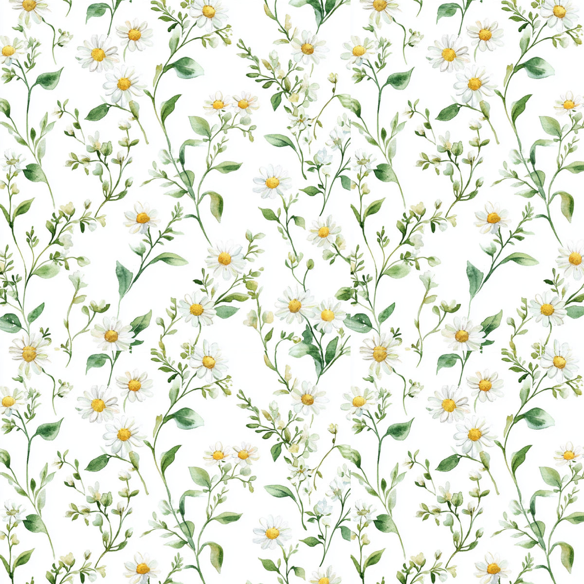 Delicate Daisy Meadow Sprigs artwork at the supplied scale for a nominal 60 x 60 cm reference panel.