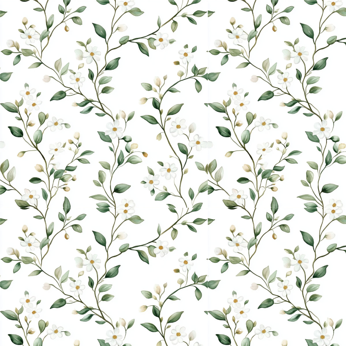 Delicate Ivory Blossom Trail artwork at the supplied scale for a nominal 60 x 60 cm reference panel.