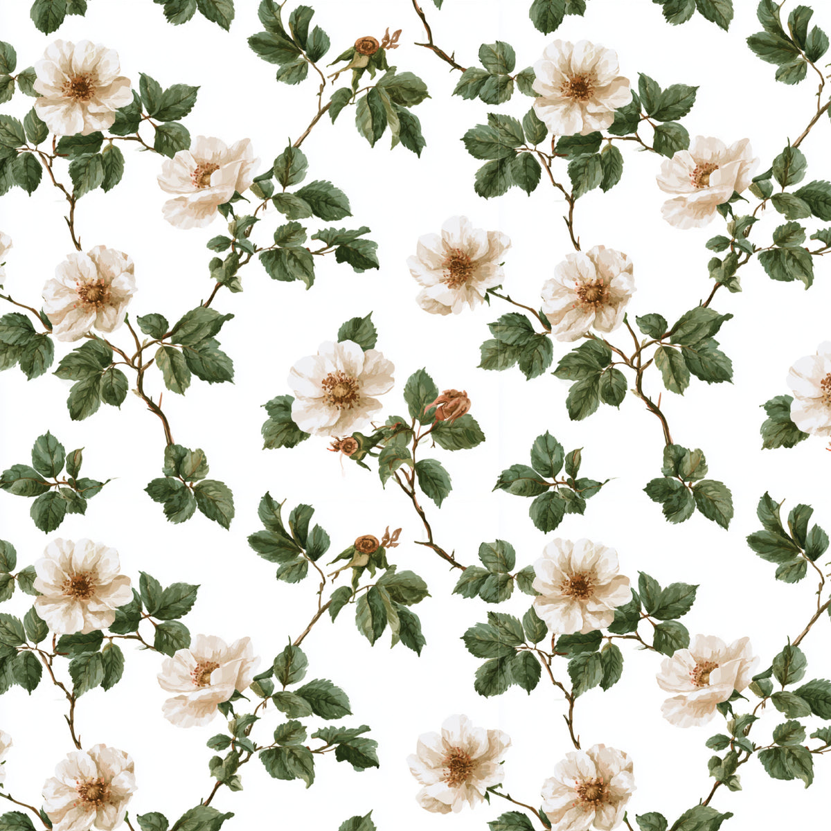 Cream Wild Rose Trail artwork at the supplied scale for a nominal 60 x 60 cm reference panel.