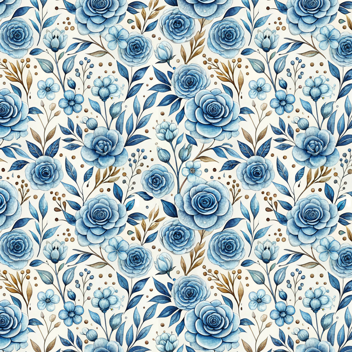 Blue Rose and Golden Berry Trail artwork at the supplied scale for a nominal 60 x 60 cm reference panel.