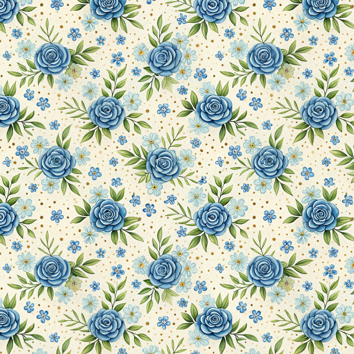 Blue Rose Country Meadow artwork at the supplied scale for a nominal 60 x 60 cm reference panel.