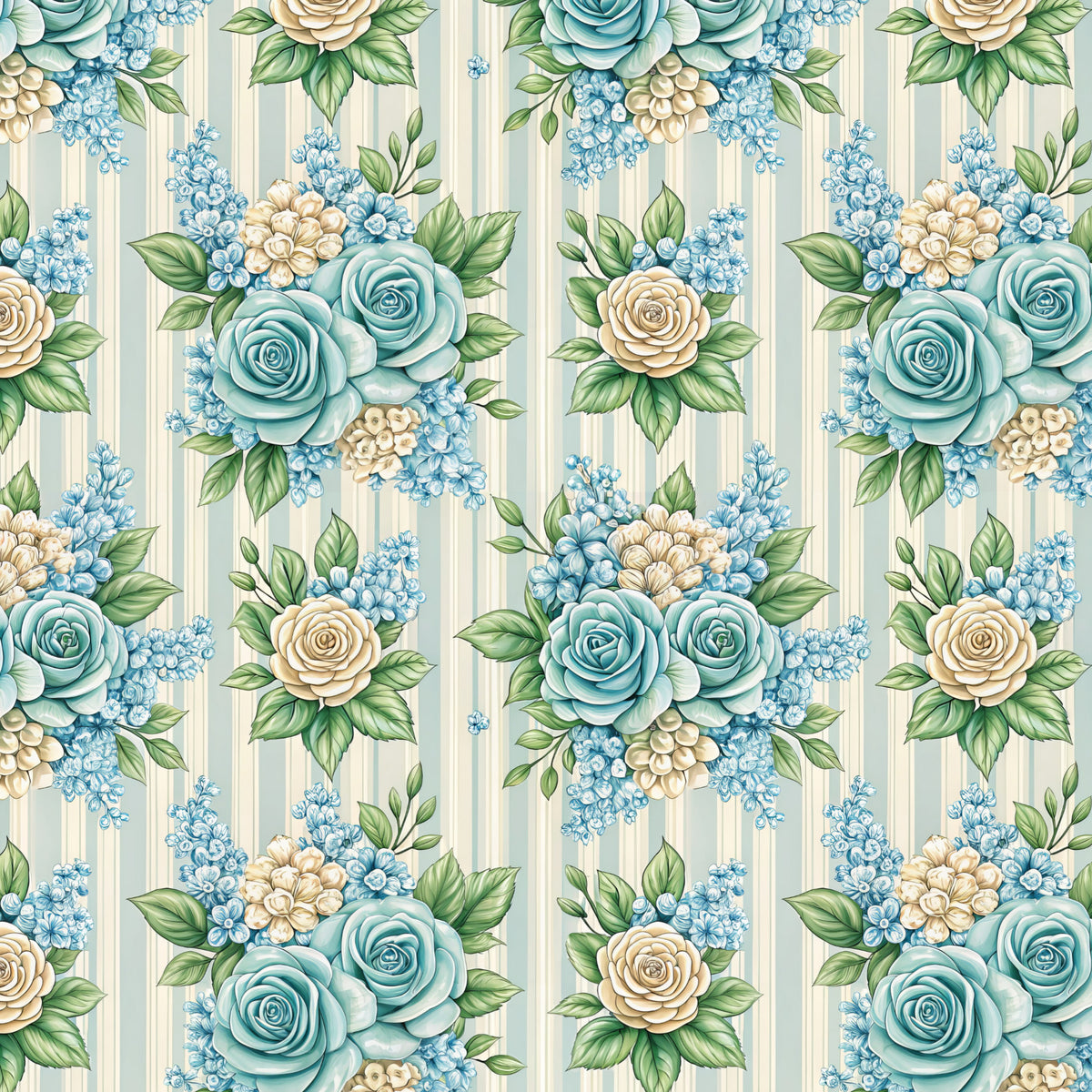 Duck Egg Rose Vintage Stripes artwork at the supplied scale for a nominal 60 x 60 cm reference panel.